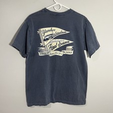 Vintage Majestic New York Yankees Stadium Final Season Blue T-Shirt Mens Large picture
