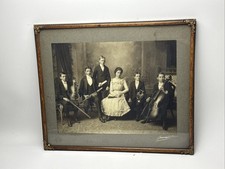 Antique Victorian Young Musician Family Classical Ensemble Photograph FRAMED picture