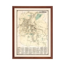 Old Map of Danbury, CT 1867 - Vintage Danbury Connecticut Ar picture