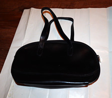 FURLA Black Leather Zip Top Handle Satchel Bag Silver Hardware Inner Pockets picture