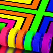 Neon Gaffer Cloth UV Blacklight Tape for Father's Day Decorations, 6 Rolls Mu... picture