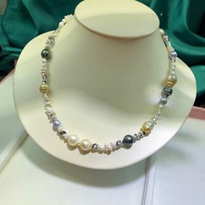 4-11.5mm South Sea Baroque Golden Pearl Tahitian Pearl Akoya Gray Pearl Necklace picture