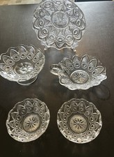 EPGA EARLY AMERICAN BULLS EYE PATTERN BOWL SQUARE, ROUND. HANDLE  LOT OF 5 picture