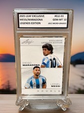 LIONEL MESSI & DIEGO MARADONA 2025 LEAF Double Legends GRADED GEM-MT 10 #ELE-03 picture