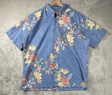 Vintage Reyn Spooner S/S Button Down Shirt Men’s XL Classic Blue Floral Hawaiian picture