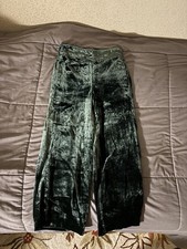 Madewell green velvet wide leg pants picture