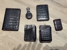 Broken Windmill Custom Leather Wallets And Passport Case Black Crocodile Red Sti picture