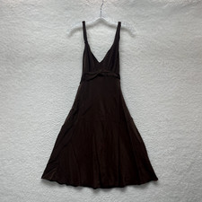 Y2K Vintage BCBGMAXAZRIA Midi Dress 10 Medium Brown Silk Fairy Grunge Whimsigoth picture