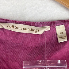 Soft Surroundings Womens Purple Embroidered Tunic Top 3/4 Sleeve PS Petite picture