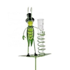 Rain Gauge Garden Metal Stake Decorative Grasshopper Outdoor Yard Decor picture