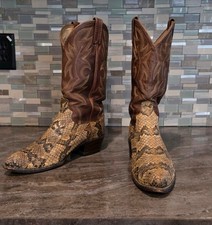 Vintage Dan Post Canebreak Rattlesnake Western Cowboy Boots 9.5D picture