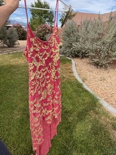 Vintage Y2K Large Cache Fairy Pink Scalloped Mermaid Maxi Sequin Dress picture