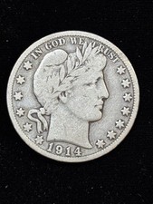 1914-S Barber Half Dollar VG|Panama Canal Opened|Under 1M Minted|90% Silver|#242 picture