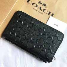 COACH Men's Travel Organizer Double Zip Embossed Signature mahogany 93425 outlet picture