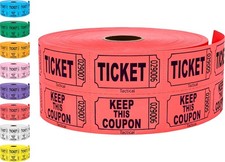 Tacticai 1000 Red Raffle Tickets Double Roll 50/50 Event Fundraising Admission picture
