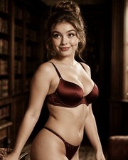 Brunette Busty Curvy Model Glamour Lingerie Library 8x10 Photo Print - 70753 picture