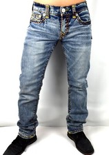 True Religion Men's Ricky Medium Wash Relaxed Straight Super T Jeans - 107524 picture