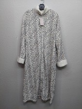 Stan Herman Robe Womens XL Pink Gray Animal Print Full Zip Long SOFT NWT picture