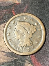 1852 Large Cent Braided Hair VG picture