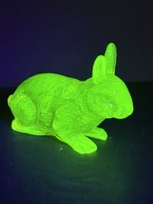Vintage Mosser Glass Bunny Rabbit Figurine UV-Reactive Vaseline Uranium picture