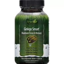 Irwin Naturals Ginkgo Smart Maximum Focus & Memory Clarity (60 Liquid Soft-Gels) picture