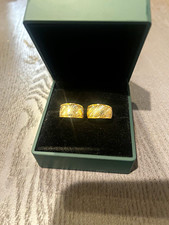 Vintage JCM 14k Yellow Gold Ribbed Hoop Earrings 1.55g Texturized Creole Huggie picture