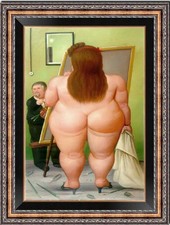 Hand Painted Oil Painting art Fat woman Nude Fernando Botero Style On Canvas 36