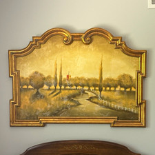 Framed Impressionist Landscape Nature Painting - River, Trees & Road Scene picture