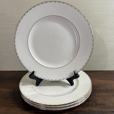 4 VTG Lenox Grand Central Dinner Plates Fine Bone China Platinum Trim 10 7/8