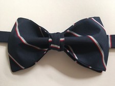 NEW Handmade Custom Bow tie Navy/Red/White Striped Pre Tied Adjustable picture