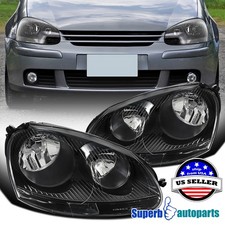 Fits 2005-2010 VW Volkswagen Golf Rabbit Jetta Black OEM Halogen Headlights picture
