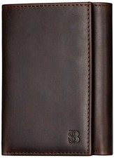 Real Leather Trifold Slim Wallets For Men Mens Wallet W/ ID Window RFID Blocking picture