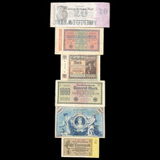 1908-1937 German 1-20 Million Mark Banknote Set Cash Bills WW2 WWII Hitler Relic picture