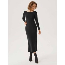 OGL MicroWarmTech™ProWarm Boatneck Open-Back Midi Built-In Bra Dress 2.0 NWT picture