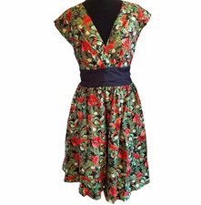 Modcloth Retrolicious Cardinal Wreath Novelty Dress Christmas Holiday Size S NWT picture