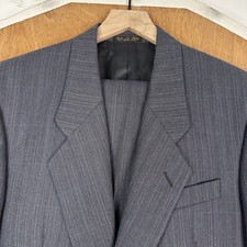 VTG Gianni Salmieri Suit Mens 39S Gray Pinstripe 2 Button Italy Wool Pants 32x28 picture