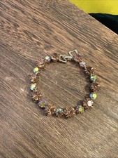 Vintage MCM 1960s Signed WEISS Aurora Borealis Rhinestone Bracelet 7” picture