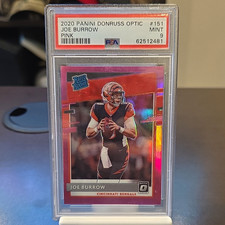 Panini 2020 Donruss Optic Joe Burrow Rated Rookie Pink Prizm #151 PSA 9 picture