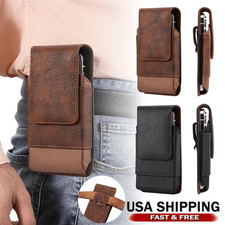  Premium  Leather & Oxford Phone Holster With Belt Clip Universal Phone Pouch picture