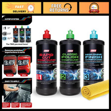 3-Step Cutting, Polishing & Finishing Kit - 32oz Silicone-Free Compounds + Towel picture