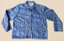 VTG Chicos Design Denim Jacket Womens 1 M Blue Paisley Embroidered Y2K picture