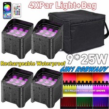 4pcs Wireless LED stage Uplight 225W RGBWA+UV Rechargeable Par Light w/ Bag picture