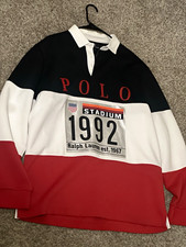 Polo Ralph Lauren Stadium 1992 Colorblock Long Sleeve Collared Polo Logo L picture