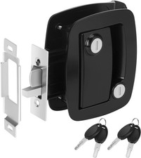 WELLUCK RV Entry Door Lock with Paddle Deadbolt, 100% Metal Camper Black picture