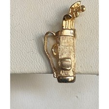 14K Yellow Gold Golf Bag With Clubs Tie Tack B.A.B. No Stone Tie Pin Estate picture