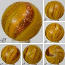 Handmade Yellow Onionskin Lutz Marble 11/16 in, Good+, Buffed, Germany, S1301 picture