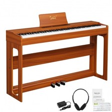 Glarry GDP-104 88-Key Fully Weighted Hammer Action Digital Piano for Home Walnut picture