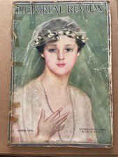 Vintage PICTORIAL REVIEW Magazine April 1916 Bride Illustrated Cover Art Fashion picture