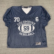 Vintage Columbine Rebels Football Jersey Mens 2XL Blue High School Memorial 90s picture