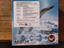 USED,1:100,MIG-29C,WITH RUSSIAN MARKINGS,,SHARKS MOUTH,W/DISPLAY STAND picture